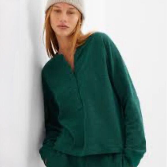 Gap Body Green Duofold Cropped Henley size XS - Picture 1 of 7